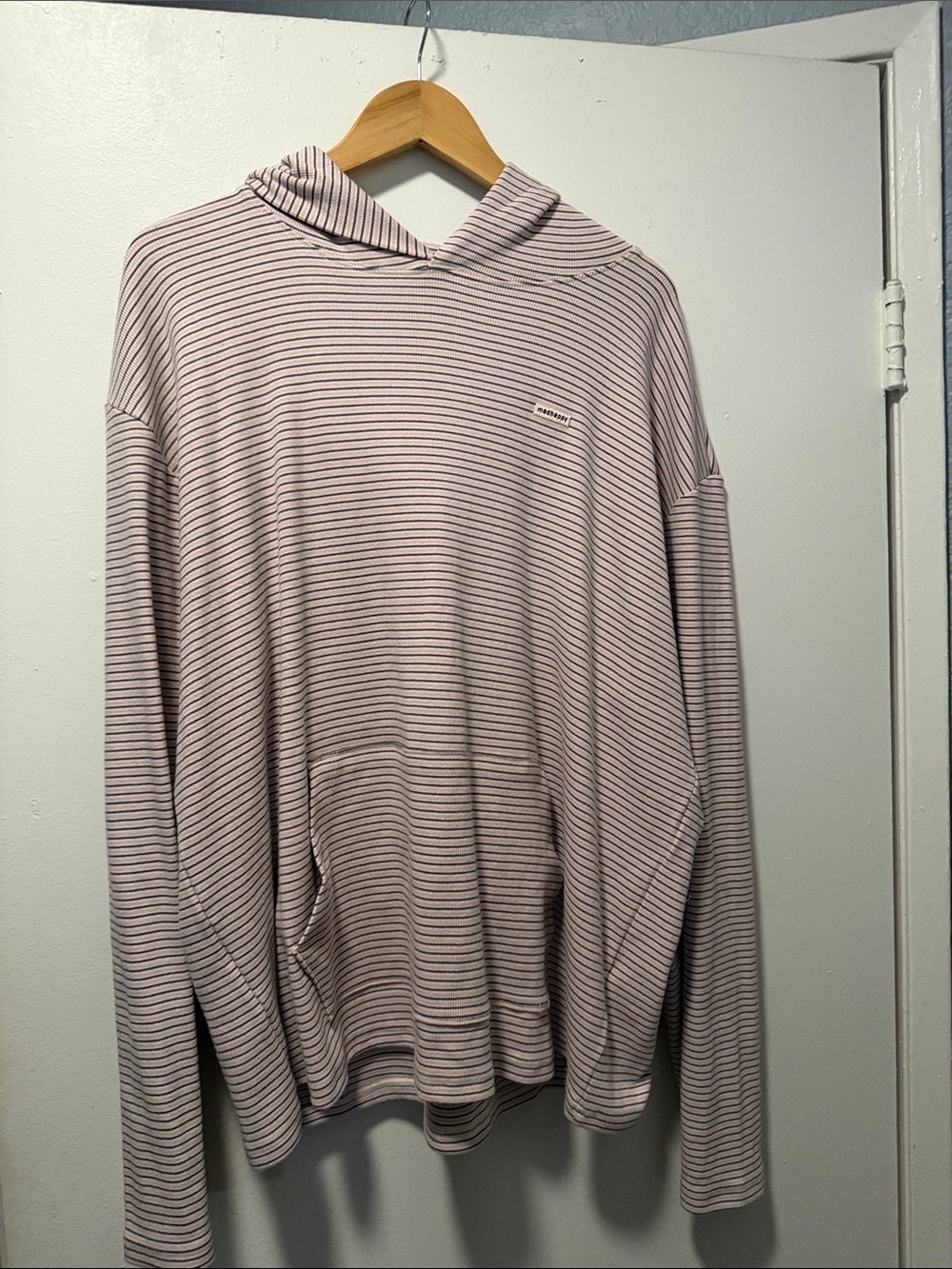 MadHappy Striped Ribbed Hoodie (XXL) Blush Stripe